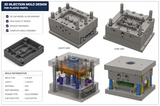 design 3d injection molds for plastic parts 3d cad model in solidwork