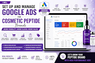 set up and manage google ads for cosmetic peptide brands