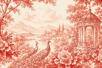 create custom toile de jouy seamless pattern for fabric and textile design