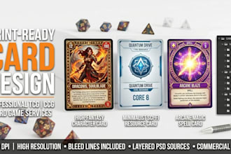 design board game, card game, tabletop game, card illustration and game assets