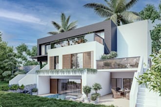 upgrade tropical villa,island house,private apartment, minimal exterior,archicad