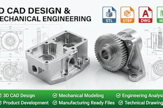 do 3d cad model, stl, mechanical design, product design and technical drawing
