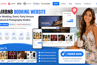 airbnb event wedding party venue podcast photography studio wix booking website