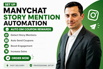 set up manychat story mention automation with dm coupon rewards