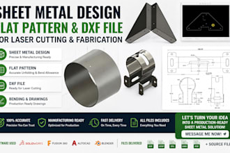 design sheet metal parts flat pattern and dxf file for laser cutting