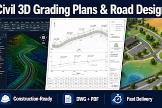 create grading plans, road design and site plans in civil 3d
