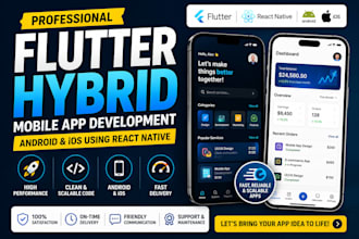 develop flutter hybrid mobile app for android ios using react native