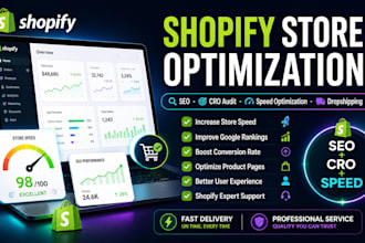 design shopify store seo shopify cro audit, increase shopify speed, dropshipping
