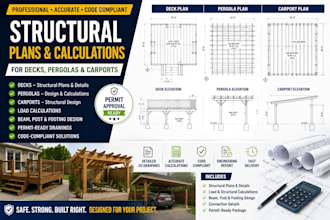 provide structural plans and calculations for decks pergolas and carports