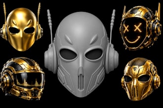 3d print and paint custom mask sculpt 3d mask 3d helmet cosplay mask dj helmet