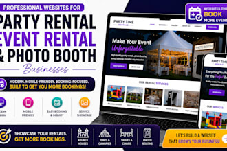 design professional party rental website, event rental, party rentals marketing