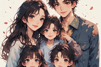create a watercolor family portrait