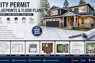 city permit blueprints architect, 2d floor plan, house, patio, adu, garage, deck