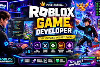 be your roblox developer to build a custom roblox game with lua scripting