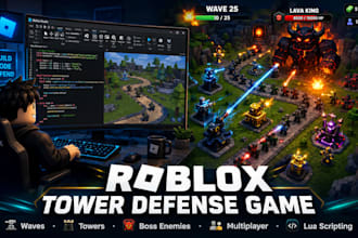 build a roblox tower defense game with waves, towers and lua scripting