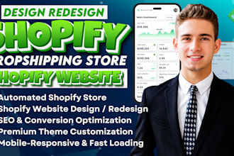 build automated shopify dropshipping store, design or redesign shopify website