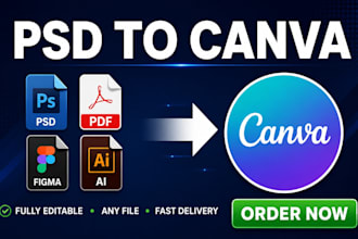 convert PSD, PDF, figma or any design file to canva editable template
