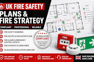 create UK fire safety drawings, fire strategy plans