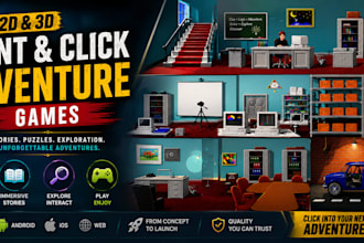 design and develop 2d and 3d point and click adventure games