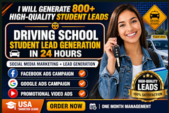 get 800 school leads student leads driving school leads facebook ads video ads