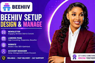 setup beehiiv design website newsletter beehive landing page account manager
