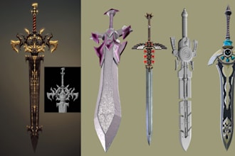3d sword 3d weapon cosplay assets armor gun spear knife props for 3d printing
