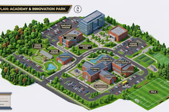 draw vector map illustration site plan office school property map