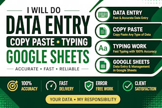 do data entry, copy paste and google sheets work