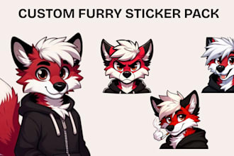 draw custom furry stickers, telegram stickers, discord stickers, fursona, chibi