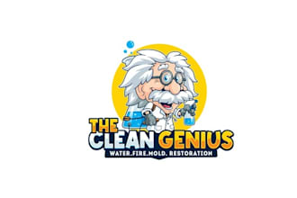 design cartoon clean genius water fire logo