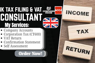 be your UK accountant, do UK company accounts, UK tax filing and UK vat filing