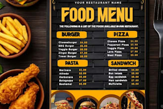 create editable restaurant food menu canva template and flyer design