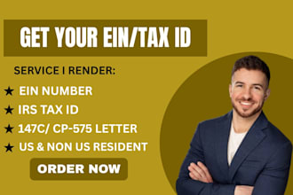 get your ein tax id number and 147c letter for US and non resident