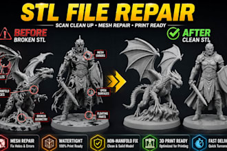 repair broken stl file modify custom 3d model edit stl 3d scan cleanup 3d print