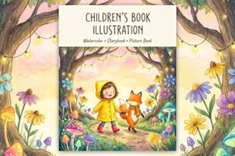 create watercolor children book illustration and picture book art