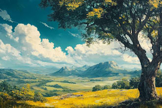 draw a natural landscape and background illustration