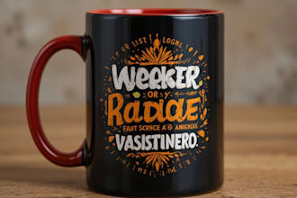 create a custom coffee mug design or coffee cup design