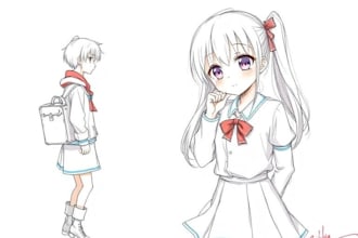 draw anime sketch colored