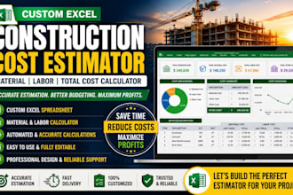 creat a construction cost estimator excel spreadsheet construction estimator