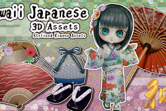 create kawaii japanese 3d assets