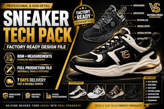 sneaker fashion tech pack designer for factory ready production