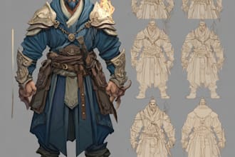 draw a fantasy character for dnd, pathfinder, etc