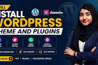install wordpress theme and plugins or setup elementor