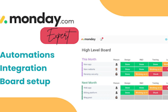 setup monday CRM and project management with automation workflows