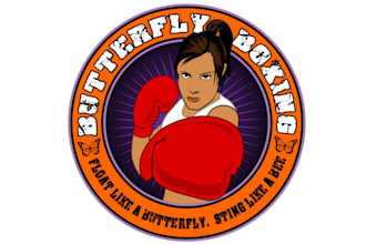 design cartoon butterfly boxing club logo for you
