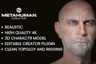 create a realistic metahuman 3d character model for game in ureal engine