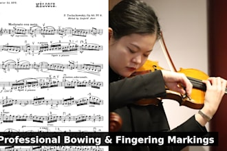 add professional bowing and fingering markings