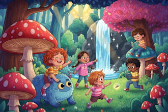 digitally paint colourful children book illustrations no ai