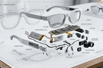 create ai smart glasses wearable electronic enclosure cad product design render