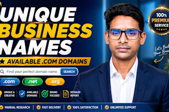 create unique business names and find available com domains
